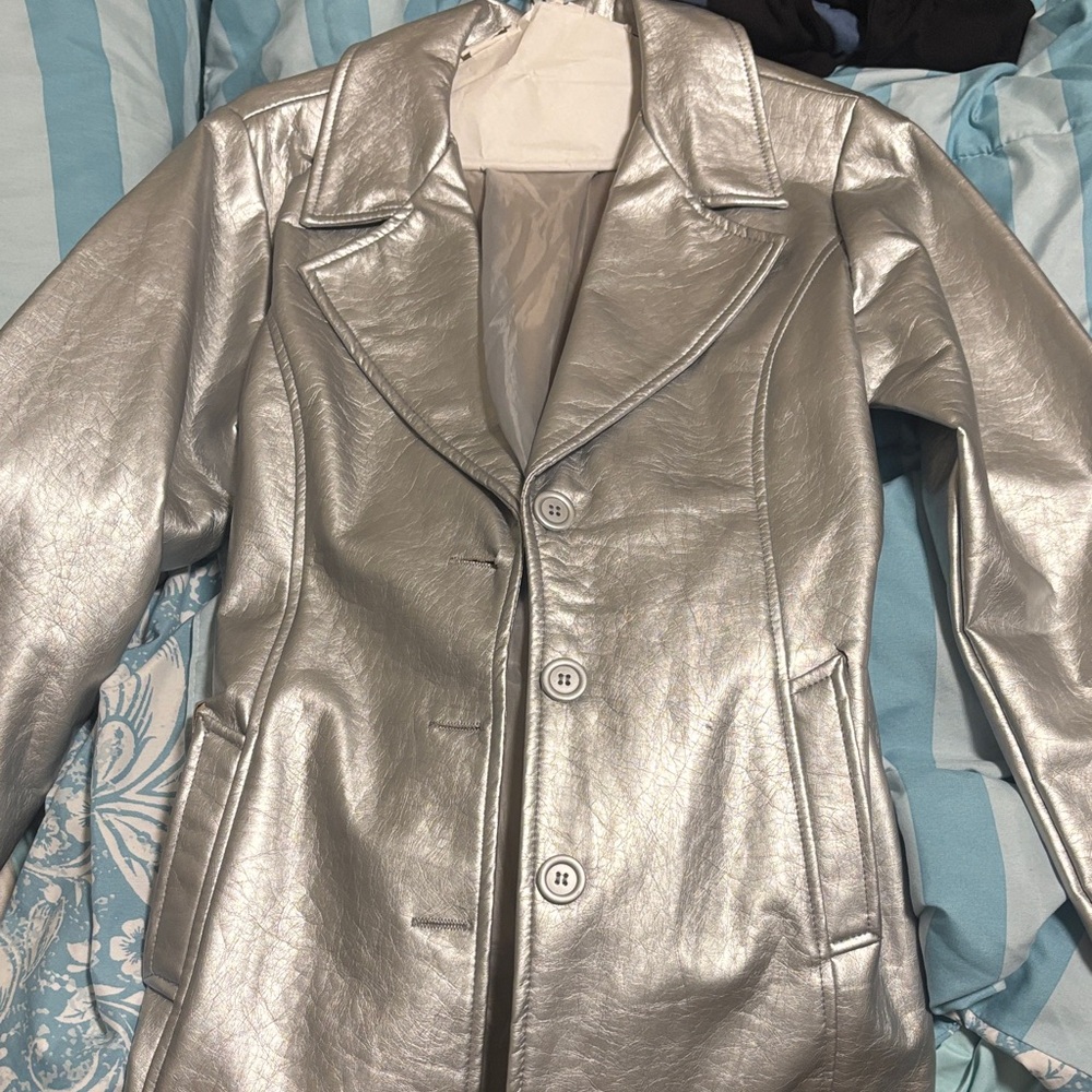 Ashley By 26 International Silver Leather Jacket